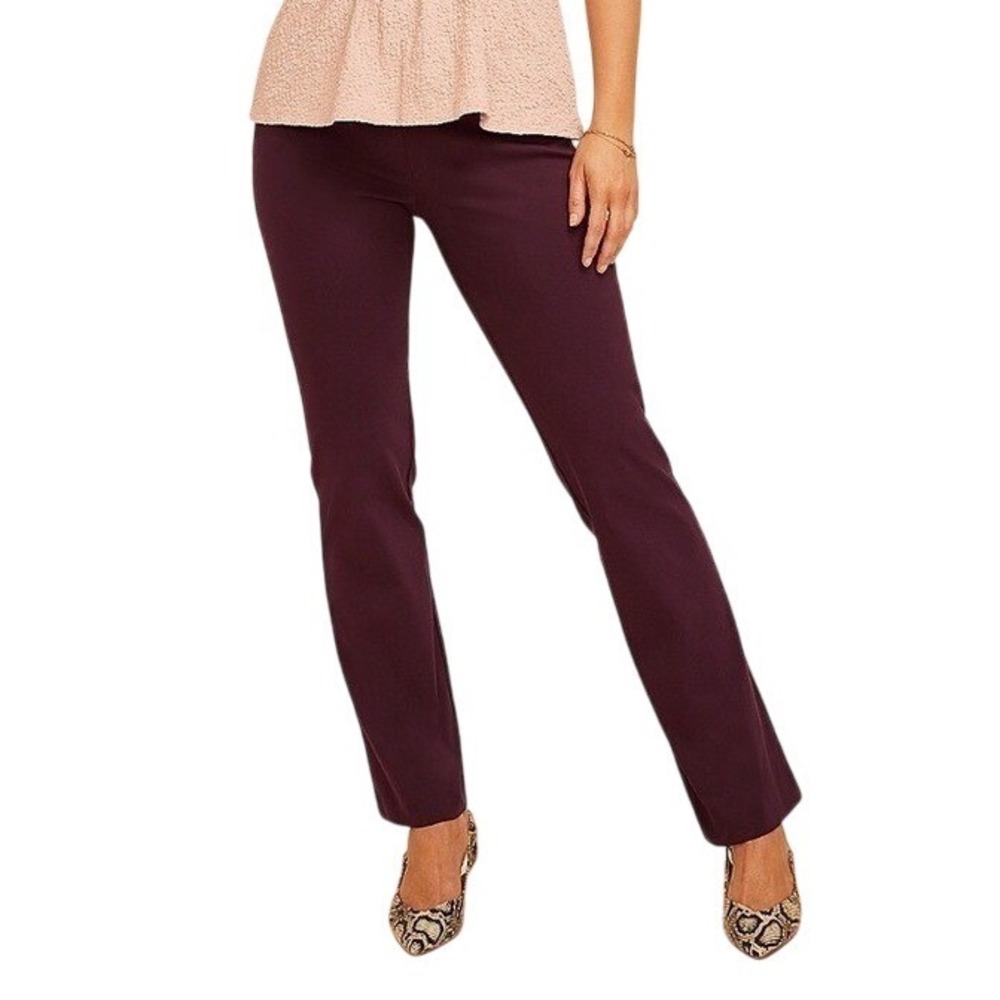 Maurices Maroon Plus Size Bengaline High Rise Slim Straight Dress Pants
